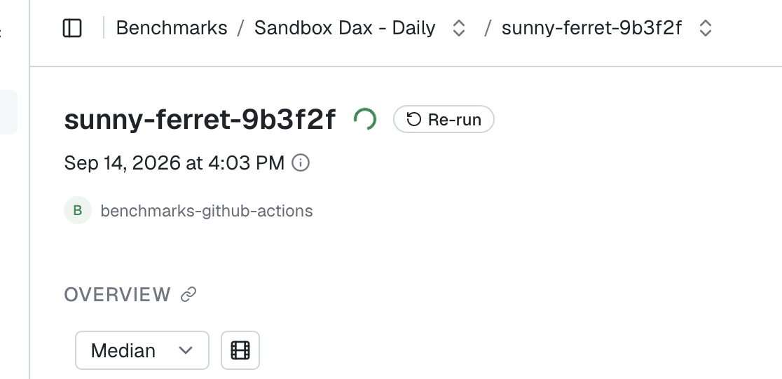 Run detail header with a Re-run button
